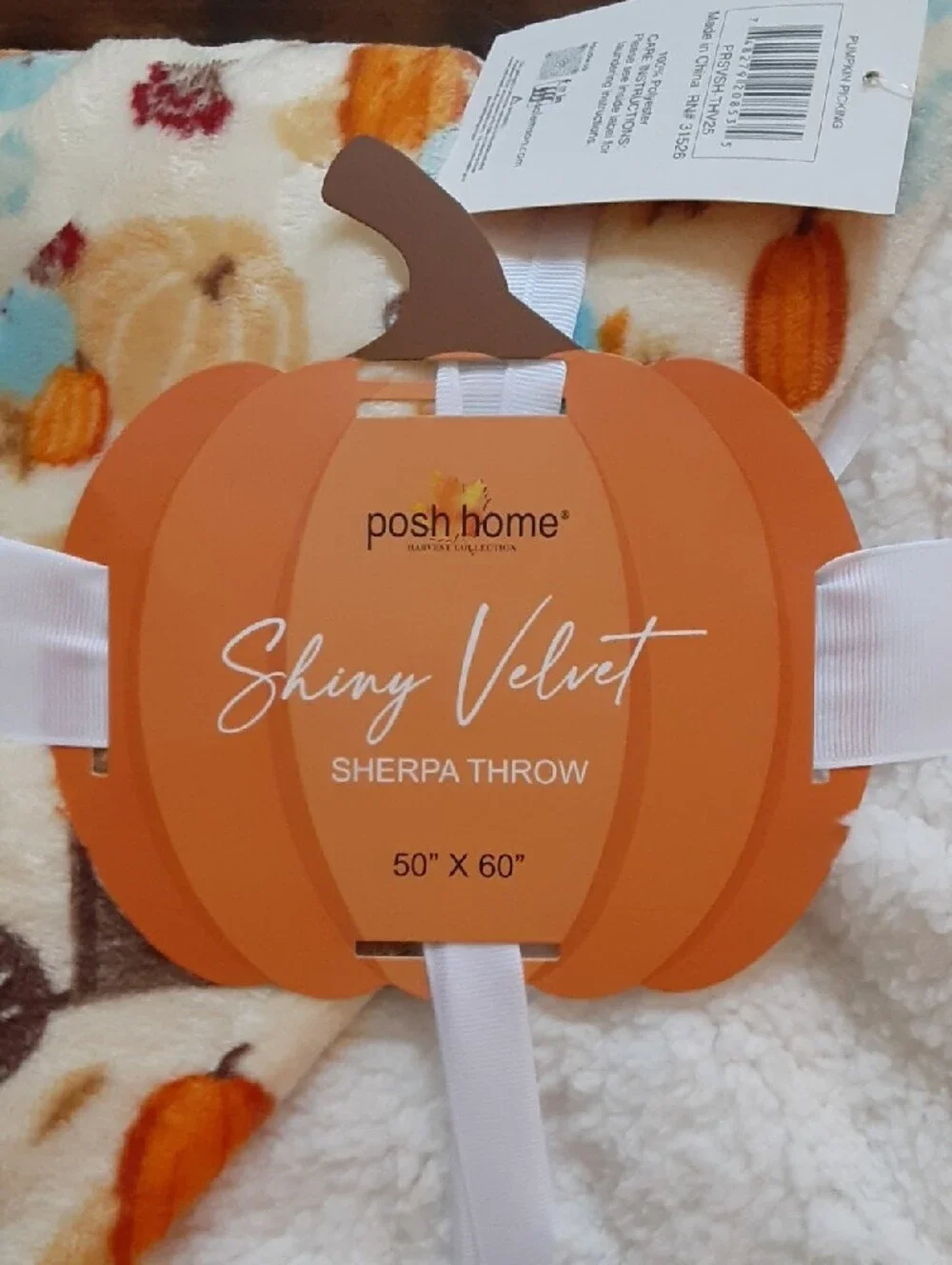 Pumpkin Picking Sherpa Throw Blanket